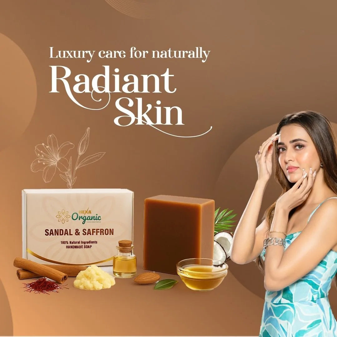 HEXA Organic Handmade Herbal Soap – Sandal & Saffron