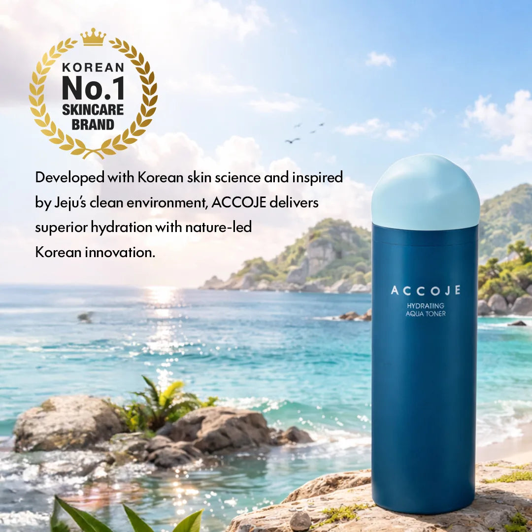 ACCOJE Hydrating Aqua Toner | Deep Hydration Facial Toner with Jeju Black Radish, Hyaluronic Acid & Green Tea | Lightweight Moisturizing Korean Toner | Skin Balancing & Soothing Skincare– 130ml