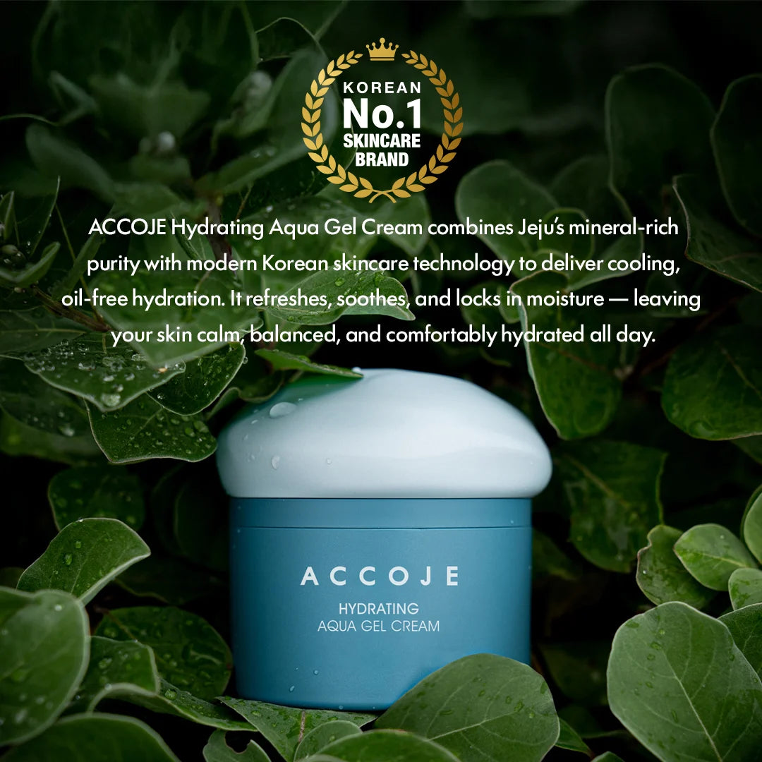 ACCOJE Hydrating Aqua Gel Cream | Lightweight Gel Moisturizer with Jeju Black Radish & Hyaluronic Acid | Deep Hydration & Skin Barrier Care | Refreshing Korean Skincare Cream-50 ml