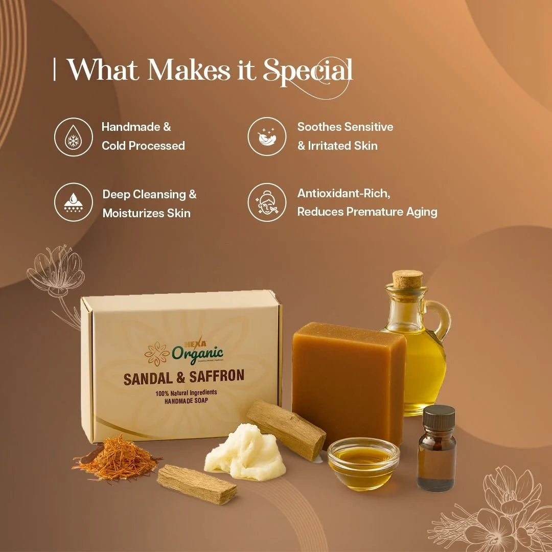HEXA Organic Handmade Herbal Soap – Sandal & Saffron