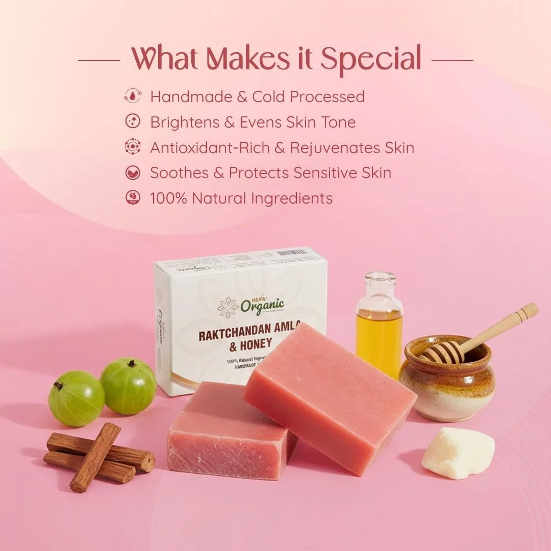 HEXA Organic Handmade Herbal Soap – Raktchandan, Amla & Honey