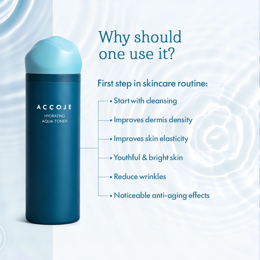 ACCOJE Hydrating Aqua Toner | Deep Hydration Facial Toner with Jeju Black Radish, Hyaluronic Acid & Green Tea | Lightweight Moisturizing Korean Toner | Skin Balancing & Soothing Skincare– 130ml