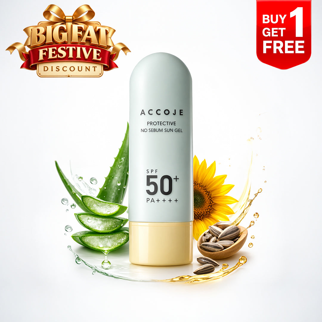 ACCOJE No Sebum Sun Gel SPF50+ PA++++ – Niacinamide & Aloe Vera | Matte UV Protection | 50g