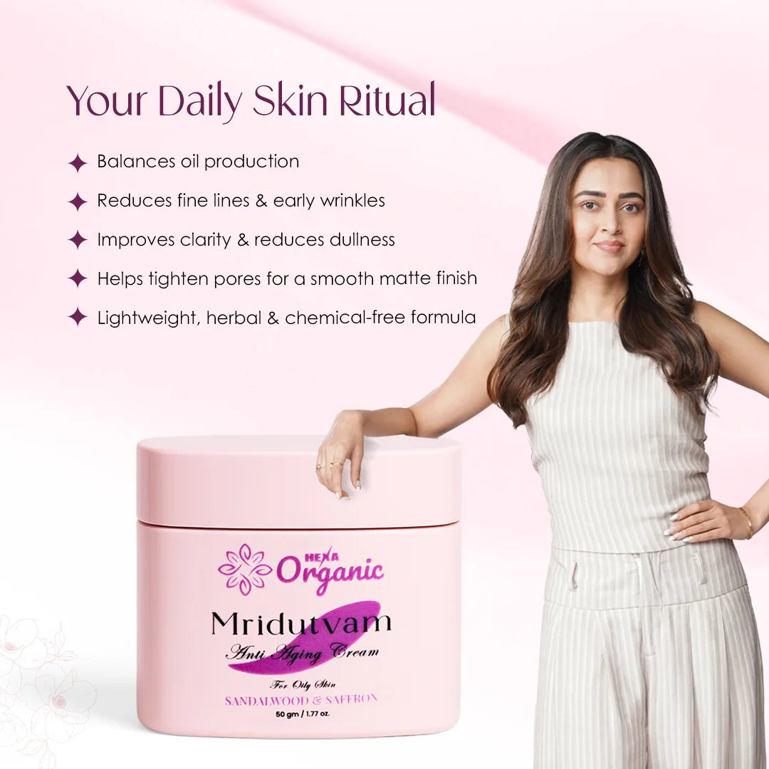 Mridutvam Anti-Ageing Cream for Oily Skin | Oil Control, Pore Tightening & Youthful Glow
