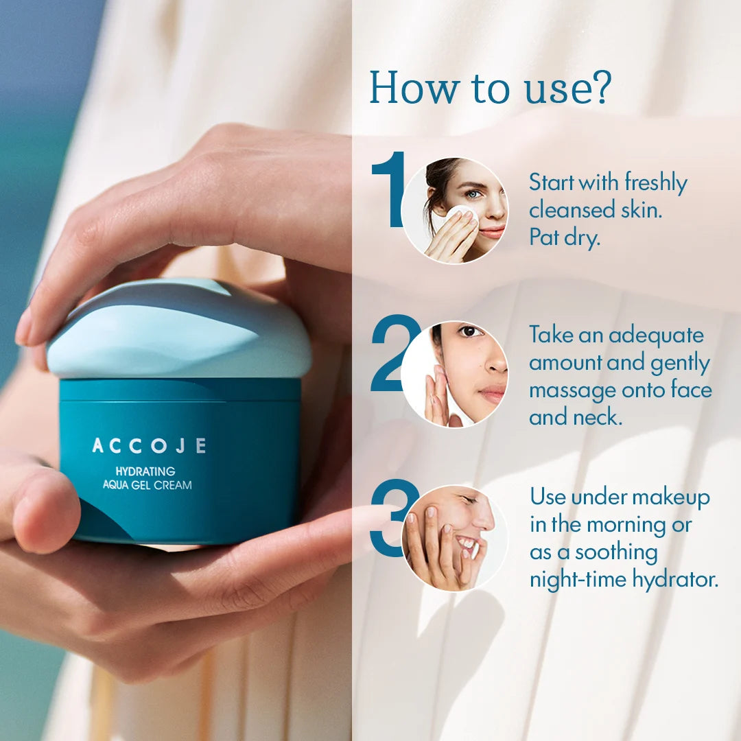 ACCOJE Hydrating Aqua Gel Cream | Lightweight Gel Moisturizer with Jeju Black Radish & Hyaluronic Acid | Deep Hydration & Skin Barrier Care | Refreshing Korean Skincare Cream-50 ml