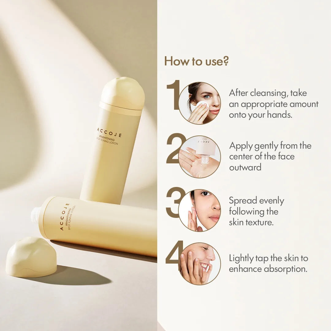 ACCOJE Brightening Spot Toning Lotion | Dark Spot Correcting & Hydrating Face Lotion | Niacinamide, Jeju Lotus Root & Green Tea Extract | Lightweight Brightening Lotion for Even Skin Tone– 130ml