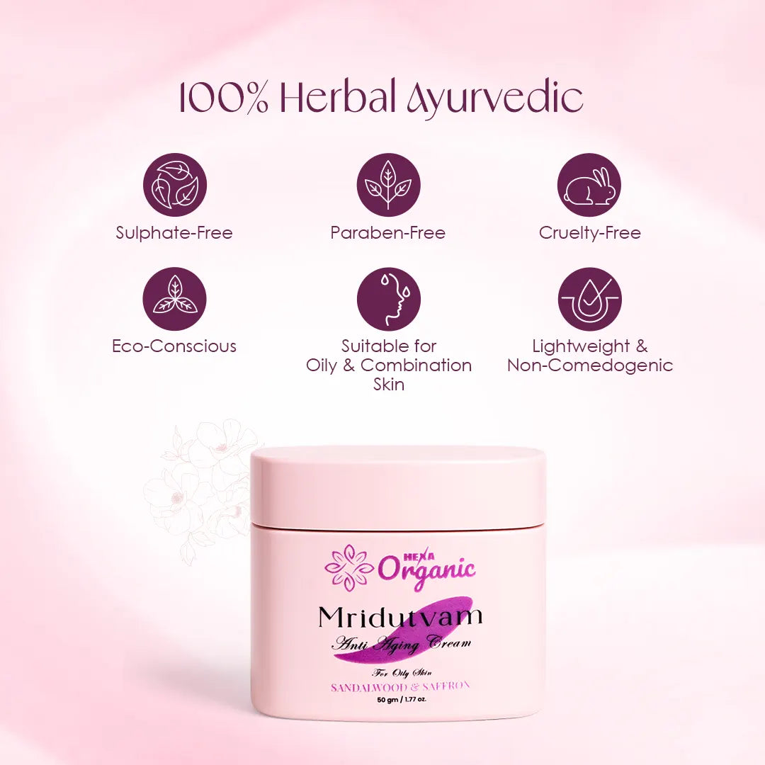 Mridutvam Anti-Ageing Cream for Oily Skin | Oil Control, Pore Tightening & Youthful Glow