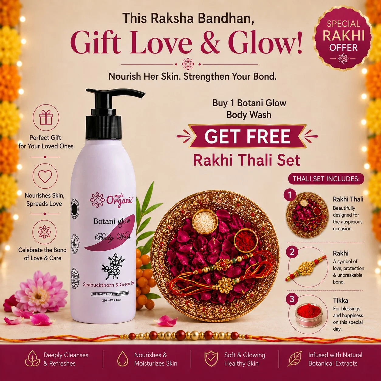 Hexa Organic Body Wash with Seabuckthorn & Green Tea – 250 ml