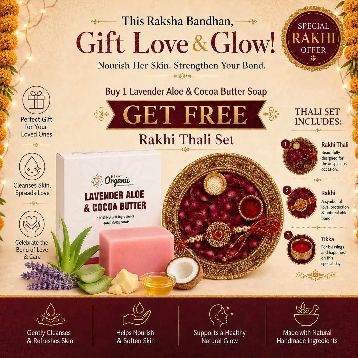 Hexa Organic Lavender Soap with Aloe & Cocoa Butter – 100 g x 2