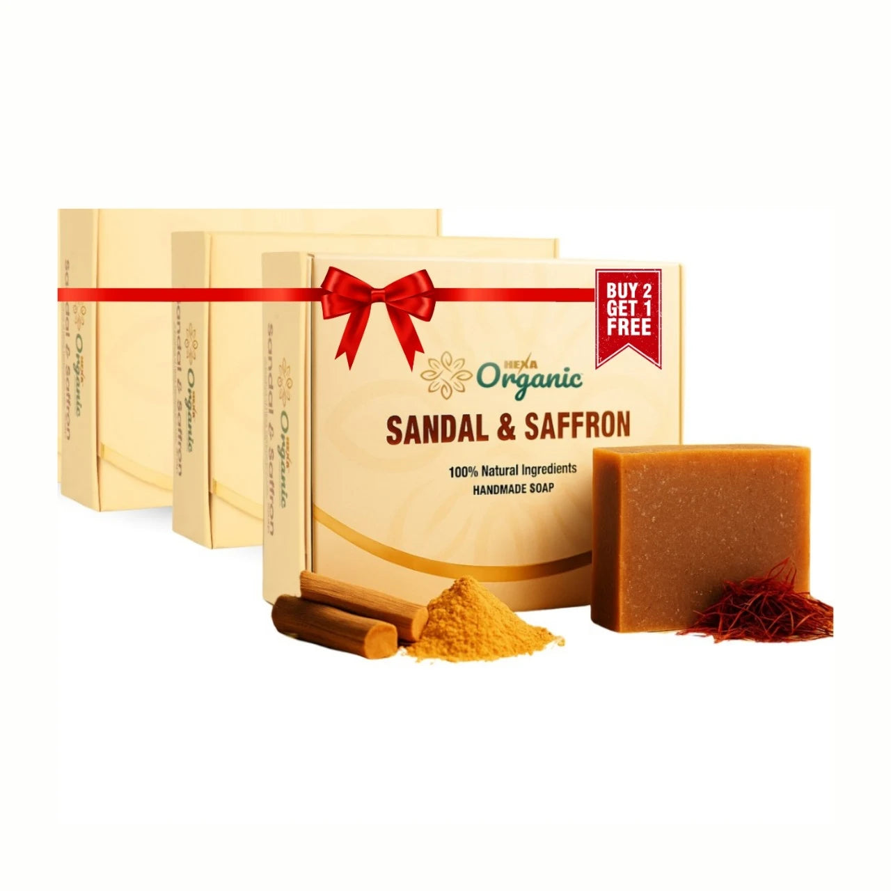 HEXA Organic Handmade Herbal Soap – Sandal & Saffron
