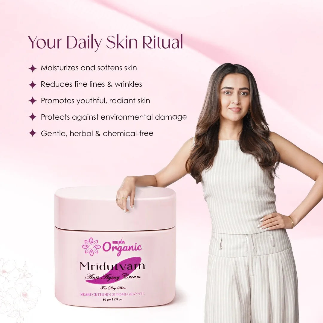 Mridutvam Anti-Ageing Cream – Seabuckthorn & Coffee Oil | Wrinkle Reduction & Firming | 50 ml(For Dry Skin)