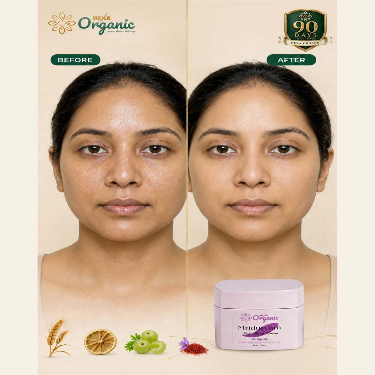 Mridutvam Anti-Ageing Cream for Oily Skin | Oil Control, Pore Tightening & Youthful Glow