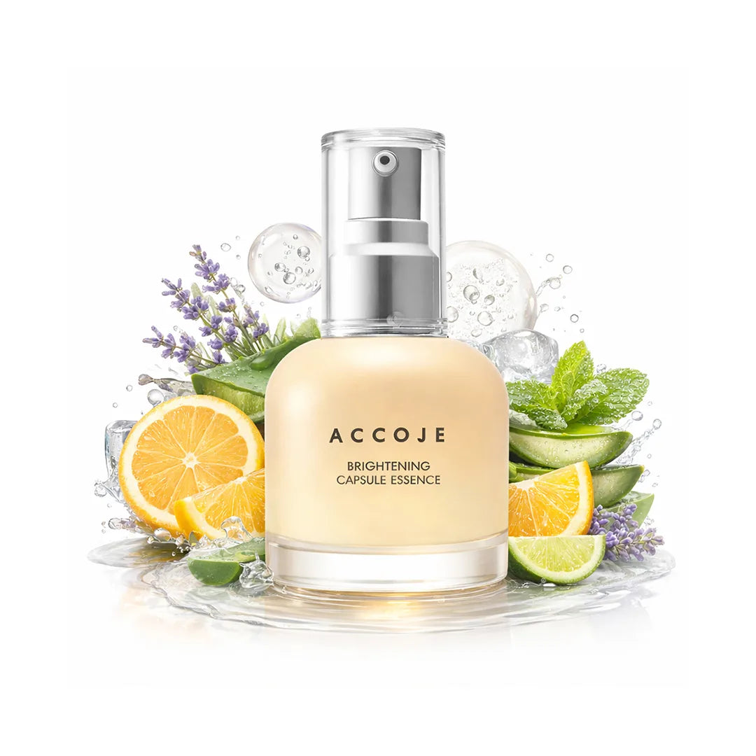 ACCOJE Brightening Capsule Essence | Niacinamide Radiance Serum with Jeju Lotus Root & Green Tea | Hydrating Capsule Essence for Even Skin Tone & Glow | Lightweight Korean Skincare Essence – 50ml
