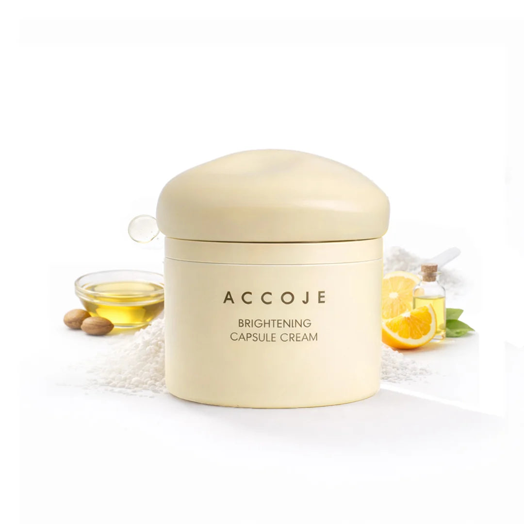 ACCOJE Brightening Capsule Cream | Niacinamide Radiance Moisturizer with Jeju Lotus Root & Green Tea | Hydrating Capsule Cream for Glowing & Even Skin Tone | Lightweight Korean Face Cream – 50ml