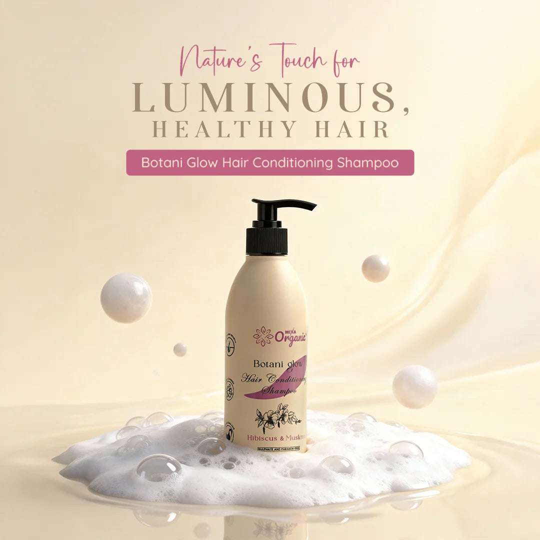 HEXA Organic Botani Glow Hair Conditioning Shampoo – With Hibiscus, Bhringraj, Aloe Vera & Amla | Reduces Hair Fall, Restores Smoothness & Healthy Shine , Anti-Dandruff| Paraben-Free | 250 ml