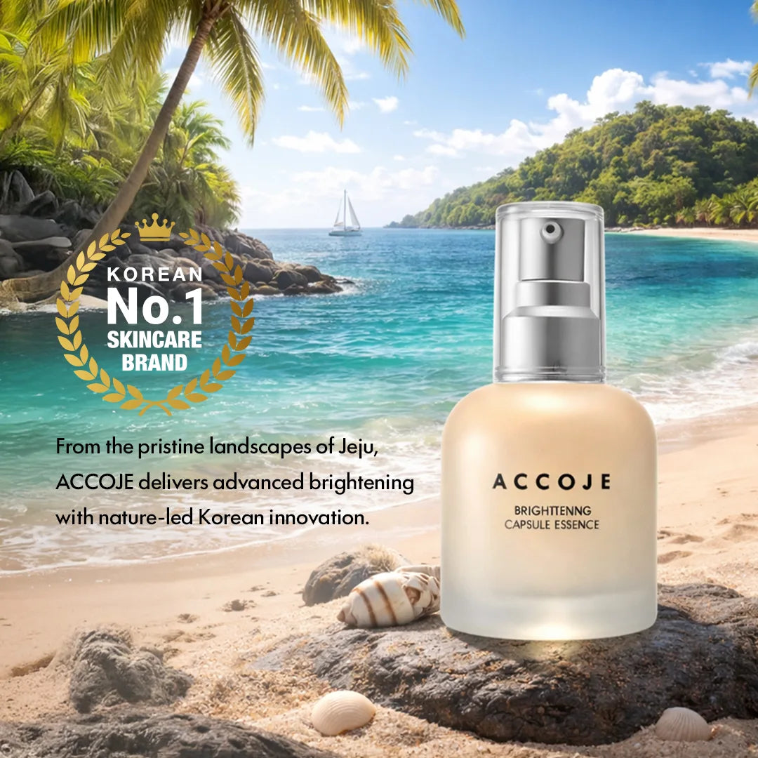 ACCOJE Brightening Capsule Essence | Niacinamide Radiance Serum with Jeju Lotus Root & Green Tea | Hydrating Capsule Essence for Even Skin Tone & Glow | Lightweight Korean Skincare Essence – 50ml