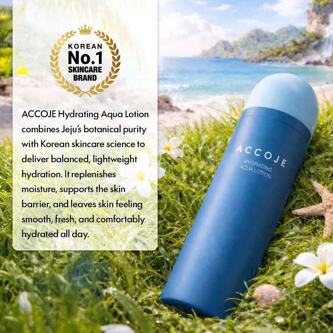 ACCOJE Hydrating Aqua Lotion | Lightweight Moisturizing Face Lotion with Jeju Black Radish & Hyaluronic Acid | Deep Hydration & Skin Barrier Care | Korean Skincare Moisturizer – 130ml