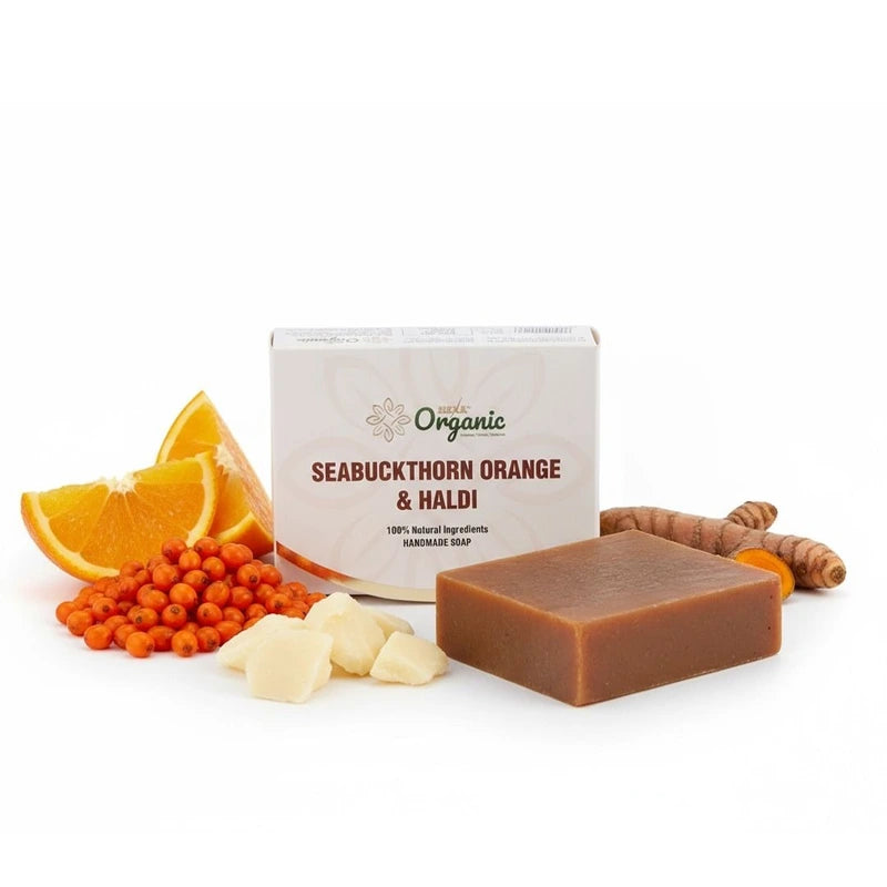 HEXA Organic Handmade Herbal Soap – Seabuckthorn, Orange & Haldi