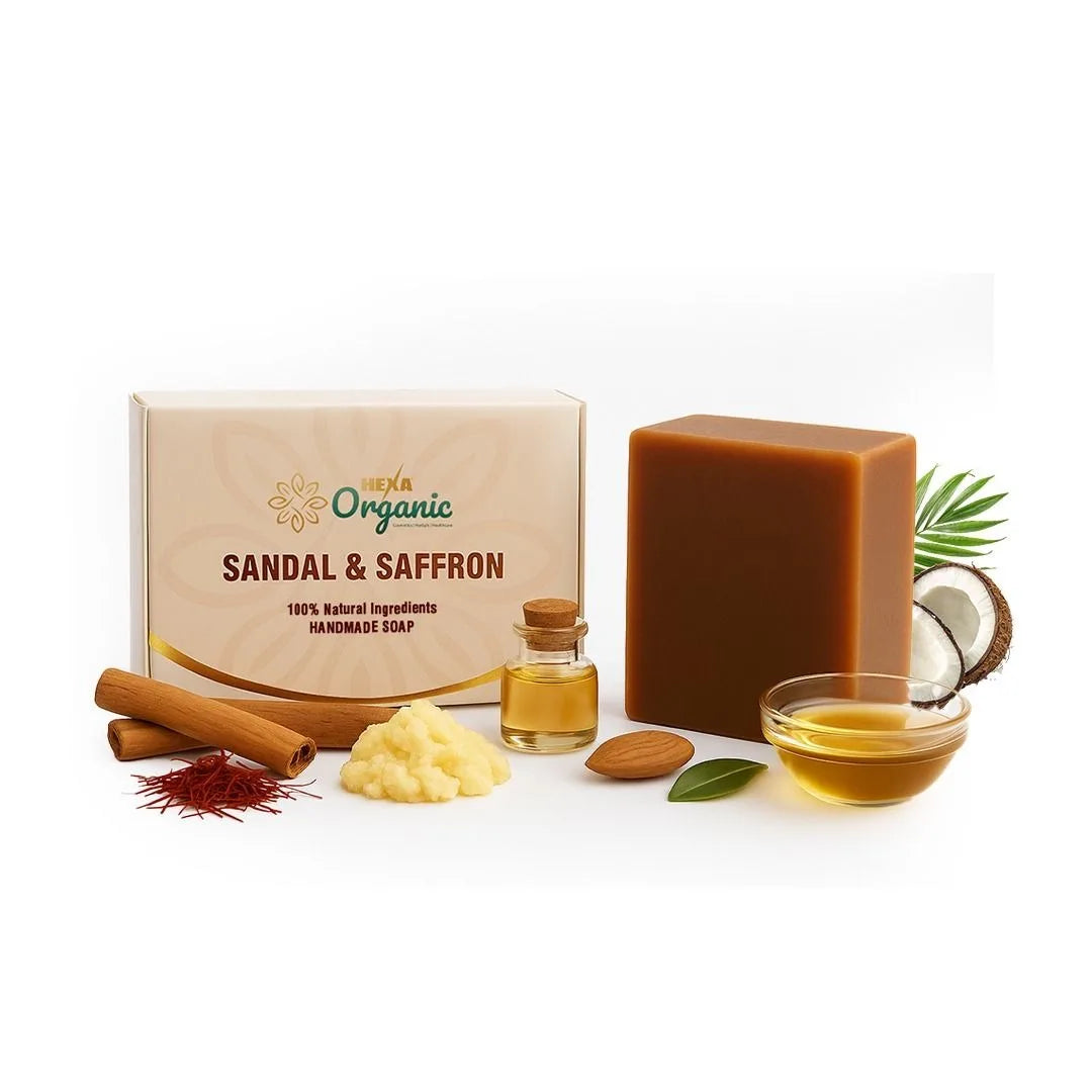HEXA Organic Handmade Herbal Soap – Sandal & Saffron