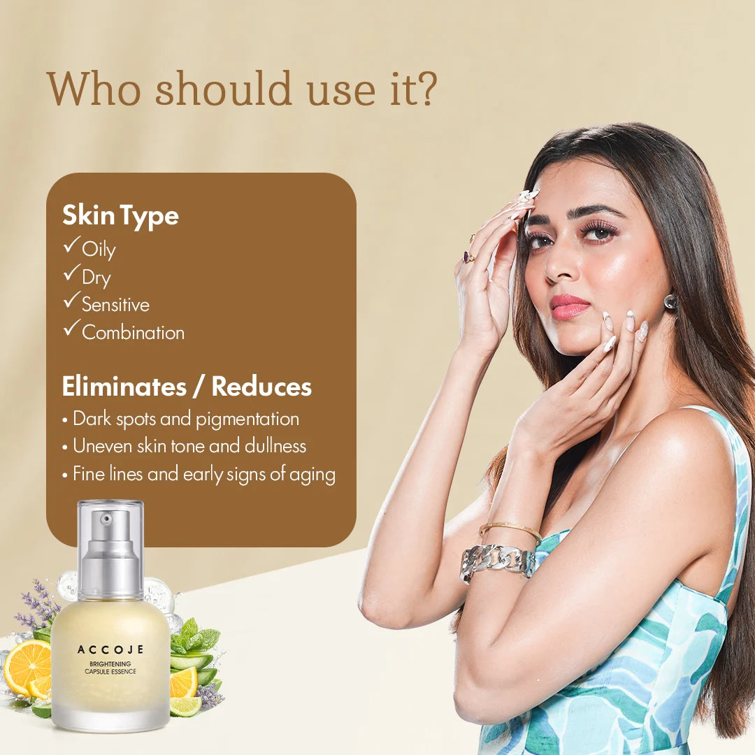 ACCOJE Brightening Capsule Essence | Niacinamide Radiance Serum with Jeju Lotus Root & Green Tea | Hydrating Capsule Essence for Even Skin Tone & Glow | Lightweight Korean Skincare Essence – 50ml