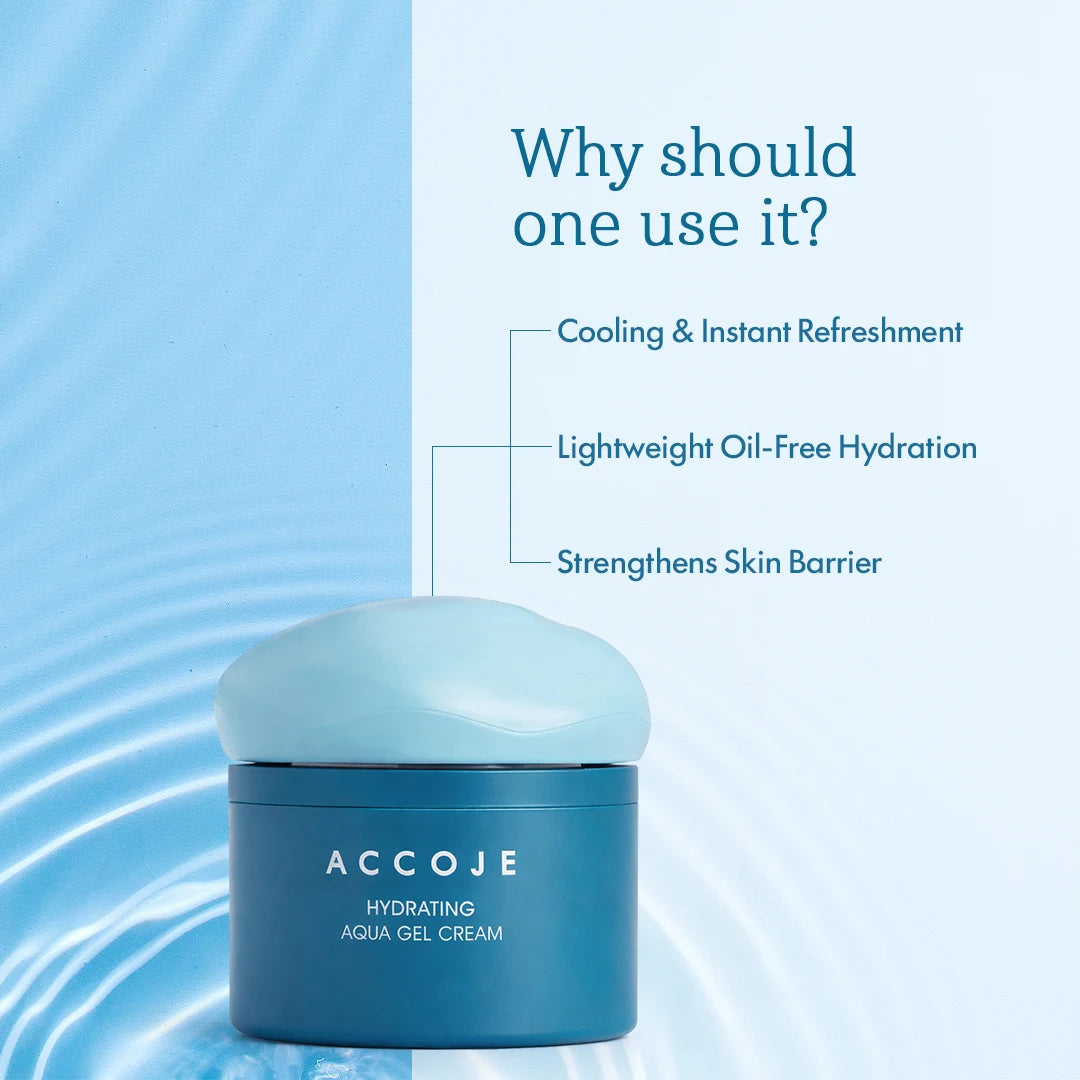 ACCOJE Hydrating Aqua Gel Cream | Lightweight Gel Moisturizer with Jeju Black Radish & Hyaluronic Acid | Deep Hydration & Skin Barrier Care | Refreshing Korean Skincare Cream-50 ml