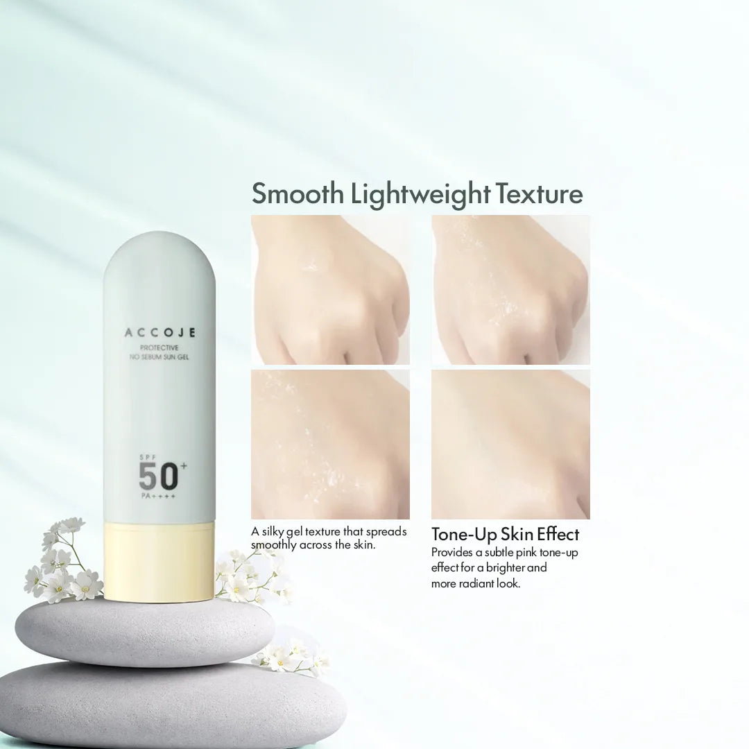 ACCOJE Protective No Sebum Sun Gel SPF50+ PA++++ | Oil-Control Matte Sunscreen Gel with Niacinamide & Aloe Vera | Lightweight Korean Sunscreen for Oily & Combination Skin | Broad Spectrum UV Protection– 50g