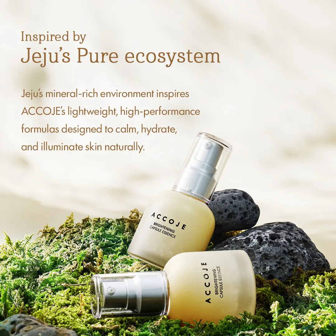 ACCOJE Brightening Capsule Essence | Niacinamide Radiance Serum with Jeju Lotus Root & Green Tea | Hydrating Capsule Essence for Even Skin Tone & Glow | Lightweight Korean Skincare Essence – 50ml