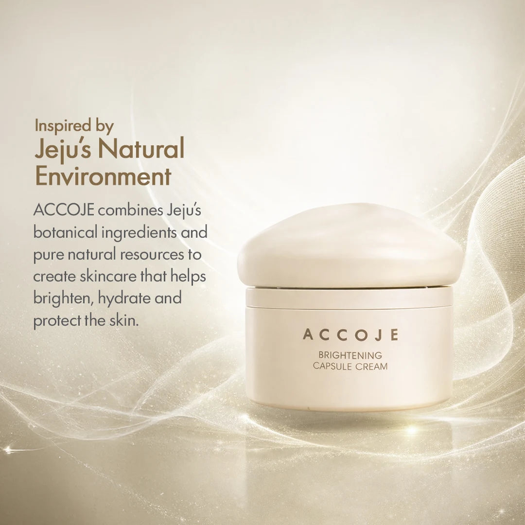 ACCOJE Brightening Capsule Cream | Niacinamide Radiance Moisturizer with Jeju Lotus Root & Green Tea | Hydrating Capsule Cream for Glowing & Even Skin Tone | Lightweight Korean Face Cream – 50ml