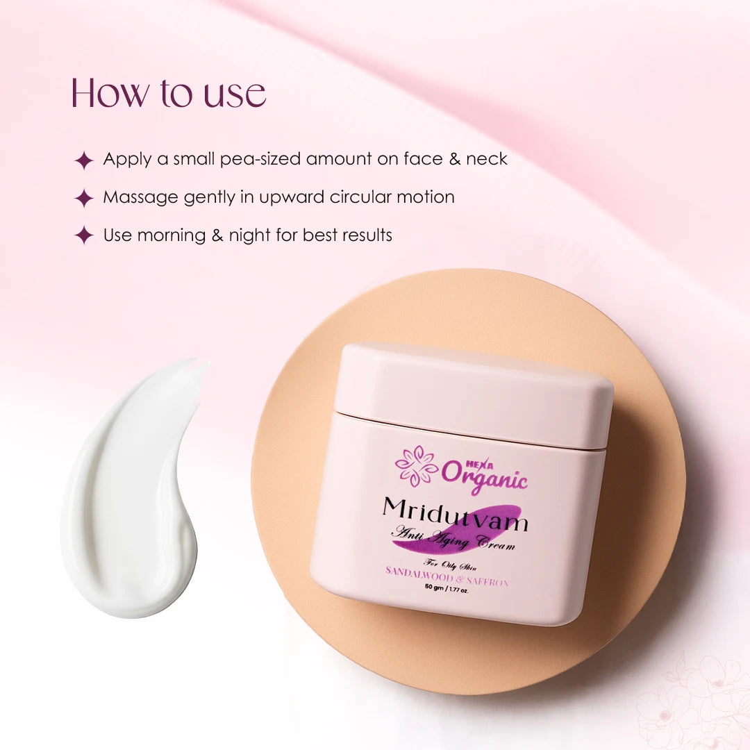 Mridutvam Anti-Ageing Cream for Oily Skin | Oil Control, Pore Tightening & Youthful Glow