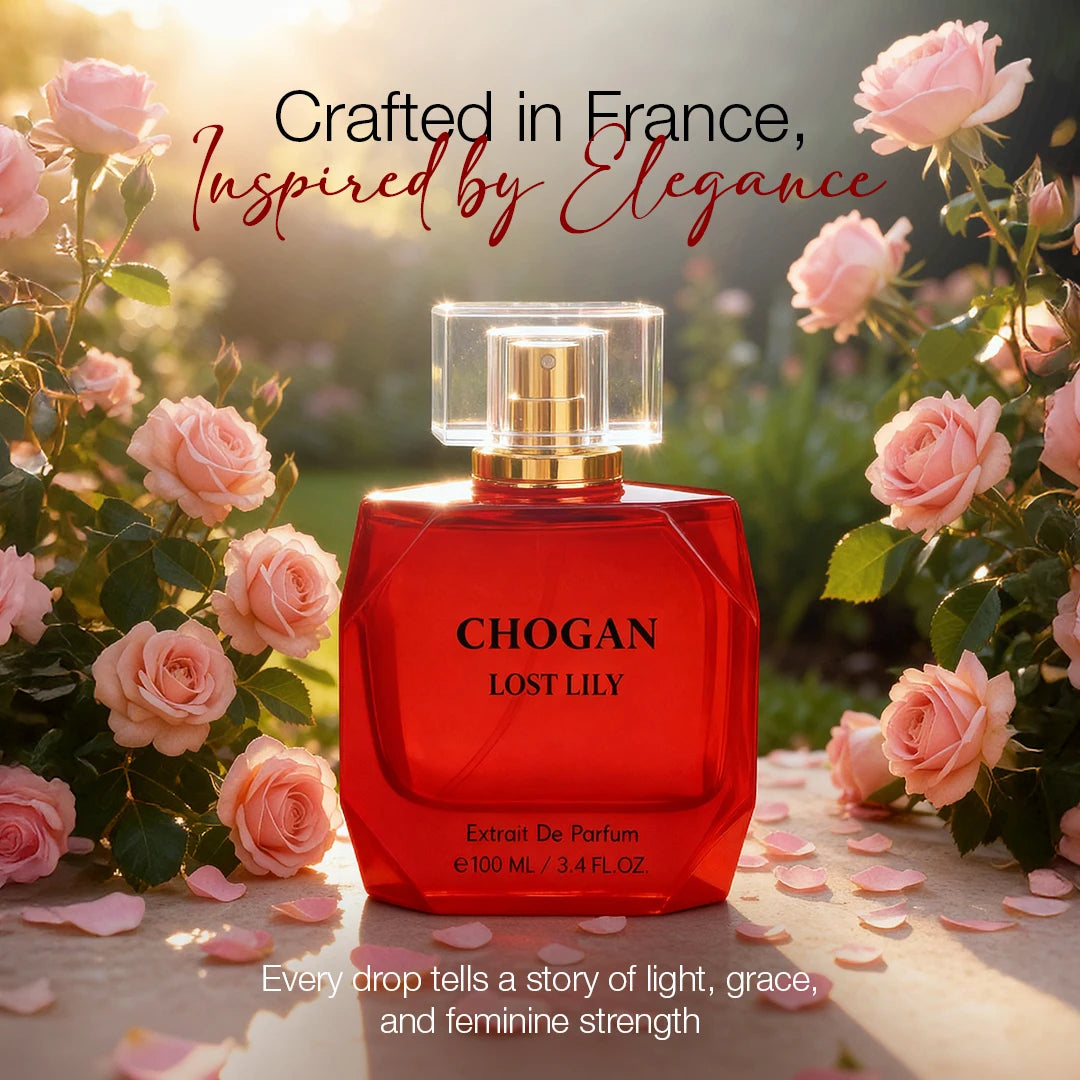 CHOGAN LOST LILY Extrait de Parfum – Citrus & Fruity Opening, Romantic Rose-Jasmine Heart, Soft Musk & Spiced Sandalwood Base | Sweet, Feminine & Long-Lasting Floral Fruity Scent | For Women | 100 ml