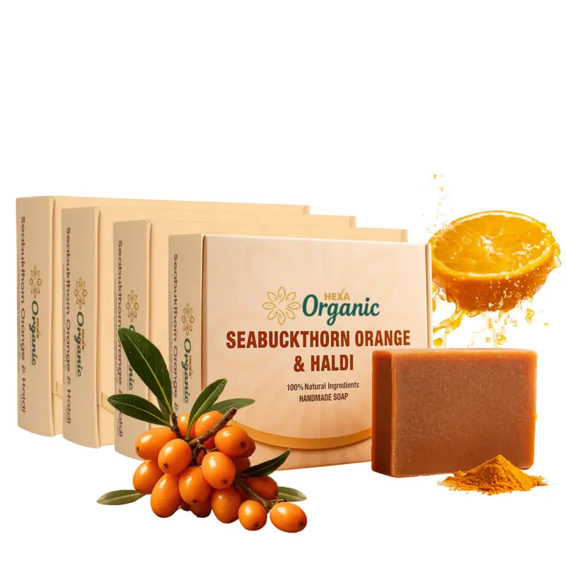 HEXA Organic Handmade Herbal Soap – Seabuckthorn, Orange & Haldi