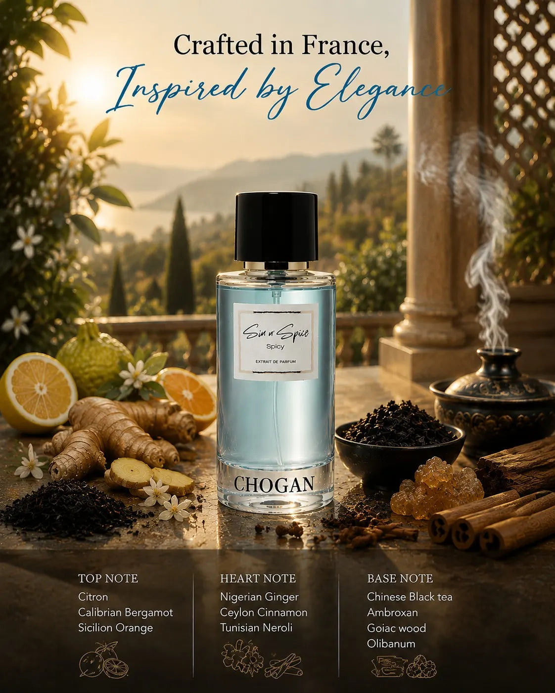 Chogan Sin n' Spice Unisex Extrait de Parfum 50ml & 100ml | Spicy Citrus Fragrance
