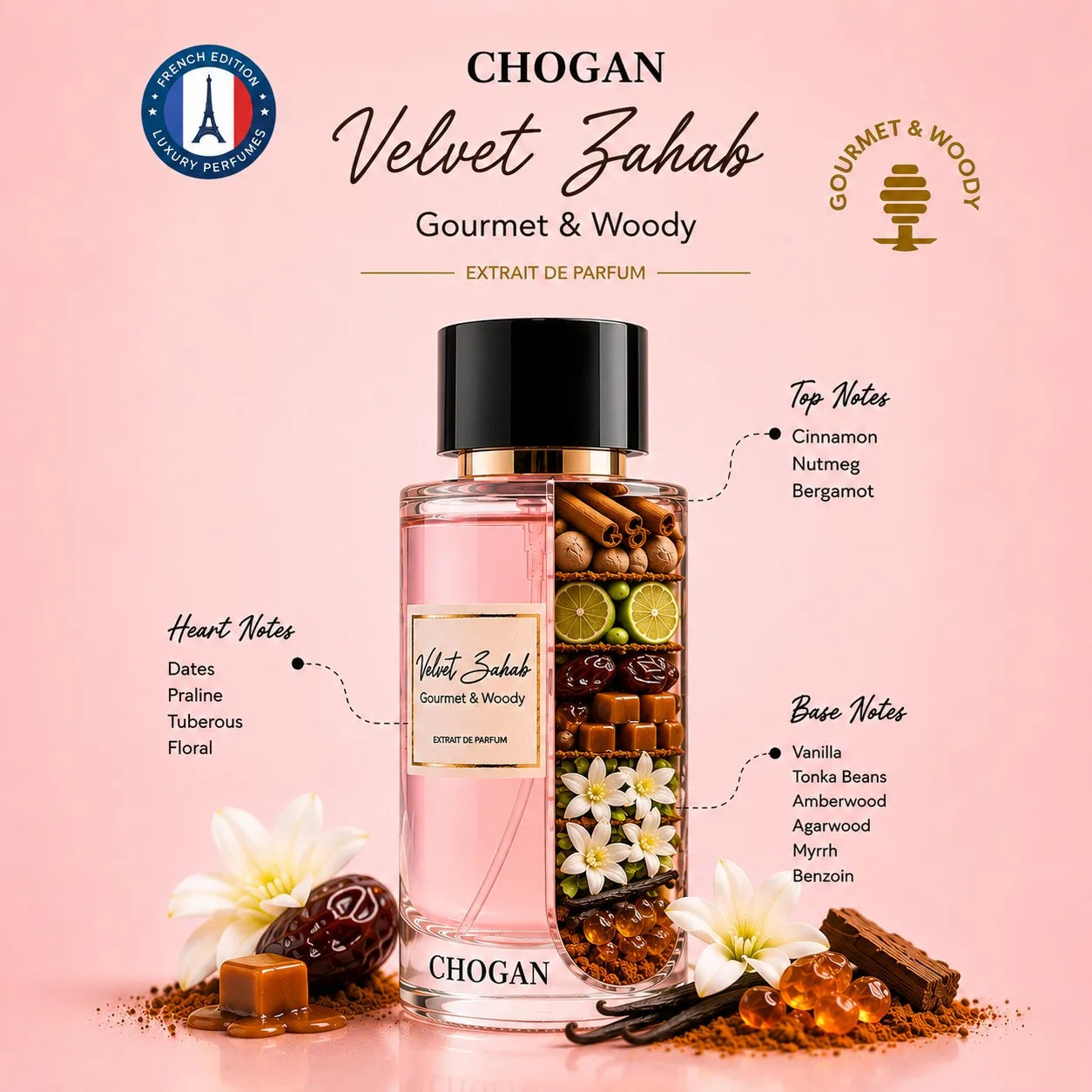 Chogan Velvet Zahab Unisex Extrait de Parfum 50ml & 100ml | Woody Gourmand Fragrance