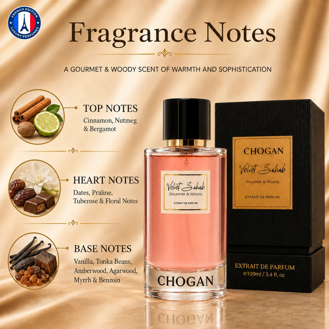 Chogan Velvet Zahab Unisex Extrait de Parfum 50ml & 100ml | Woody Gourmand Fragrance