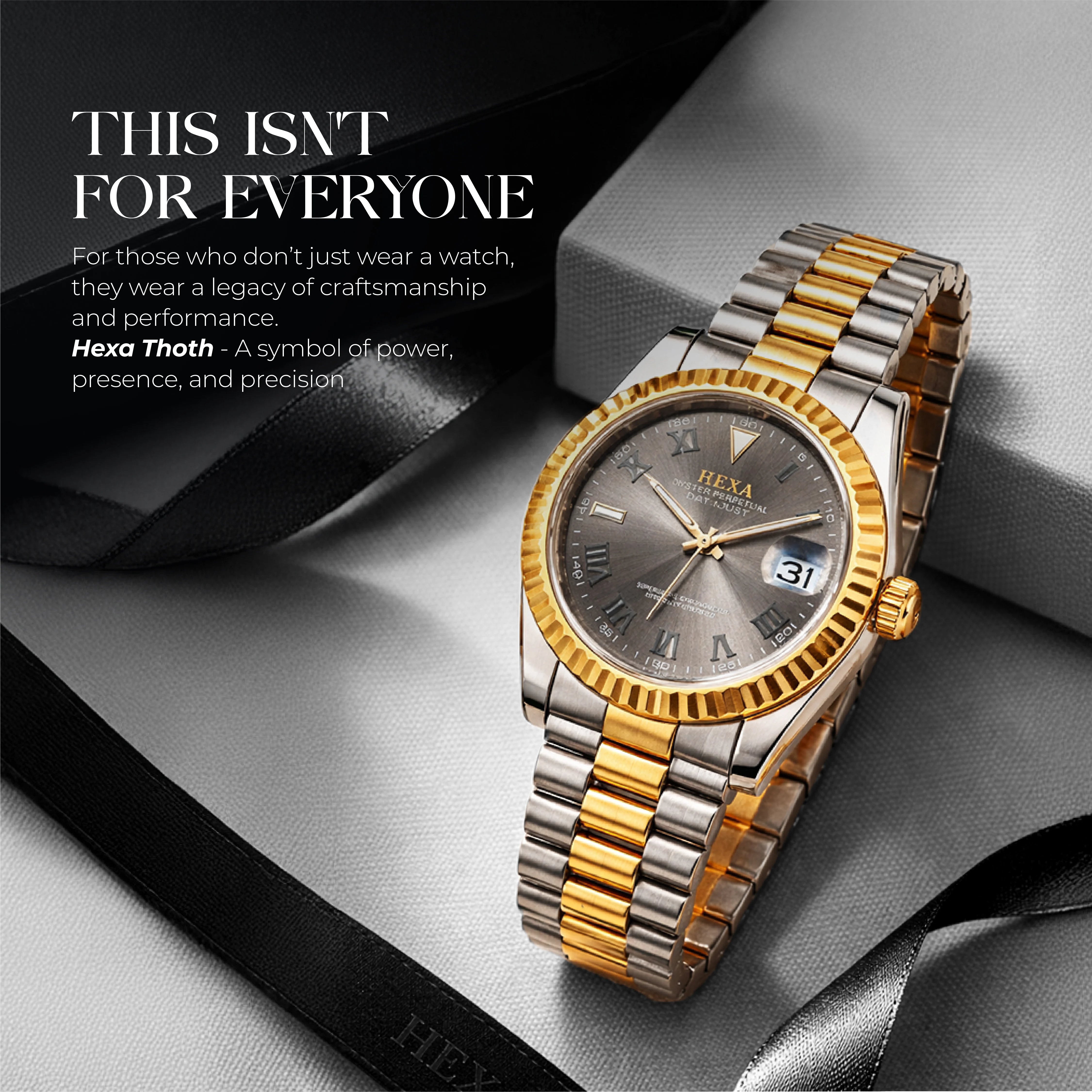 Hexa Thoth Automatic Mechanical Watch for Men | Miyota Japan Movement | Auto Date Display | Stainless Steel Case & Strap | 39mm Slim Profile | Business & Formal Wear | 3ATM