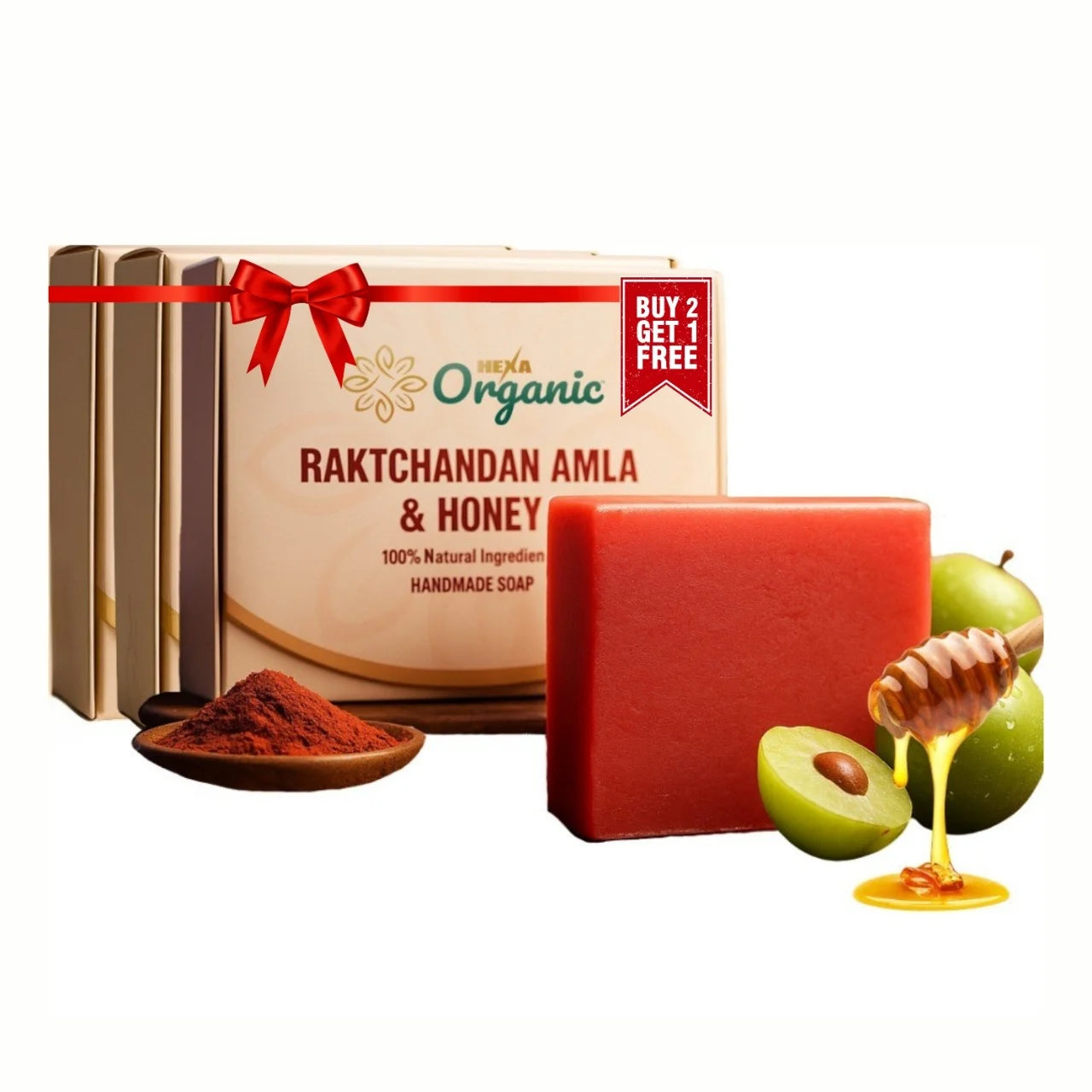 HEXA Organic Handmade Herbal Soap – Raktchandan, Amla & Honey